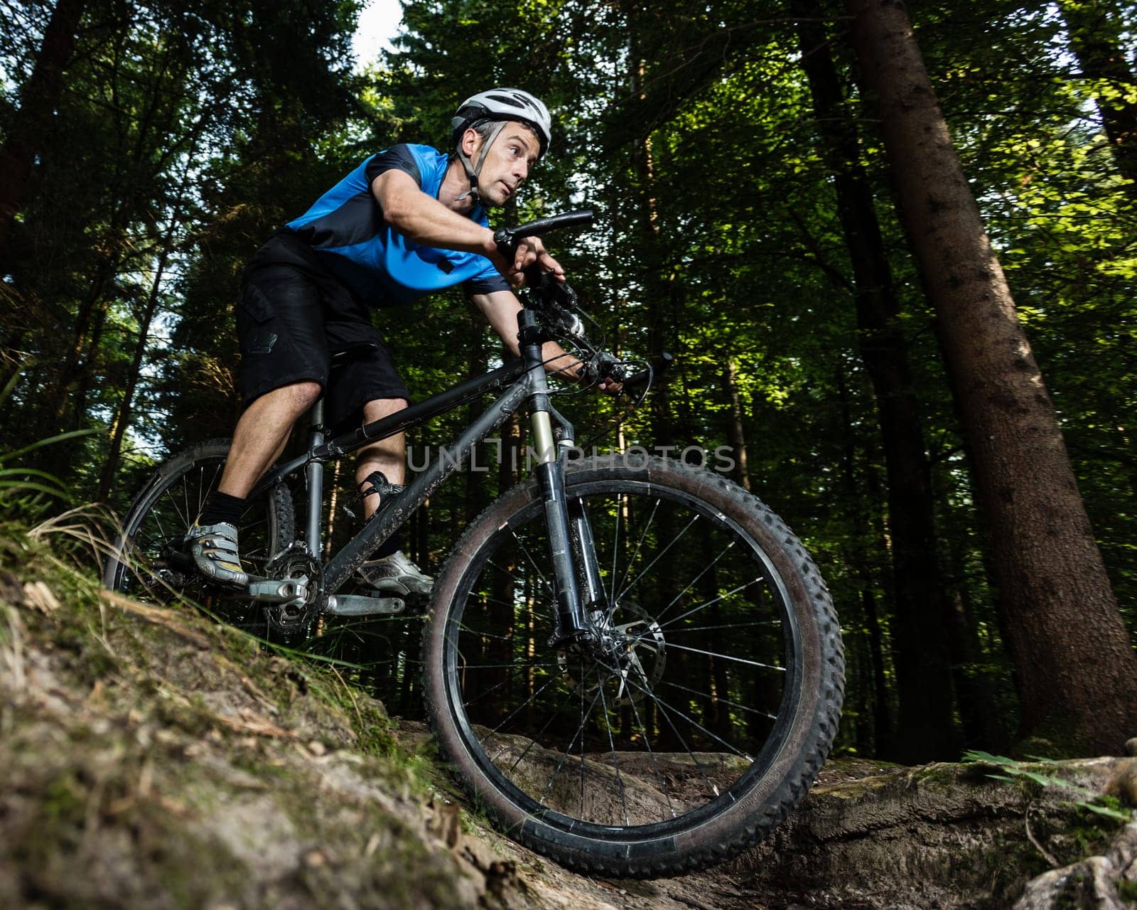 Mountain bikers in downhill