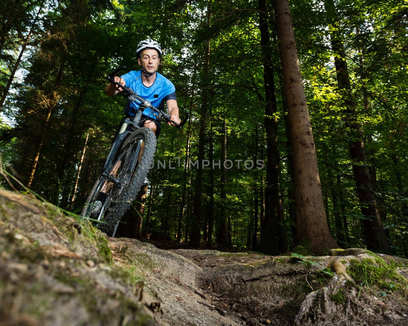 Mountain bikers in downhill