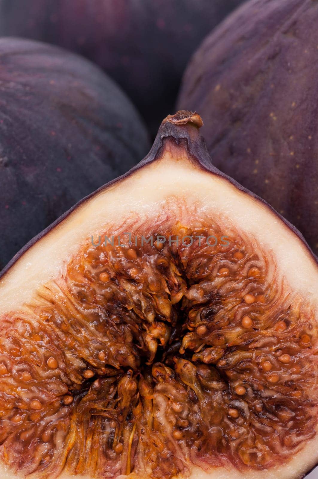 Close-up of a sliced ripe fig
