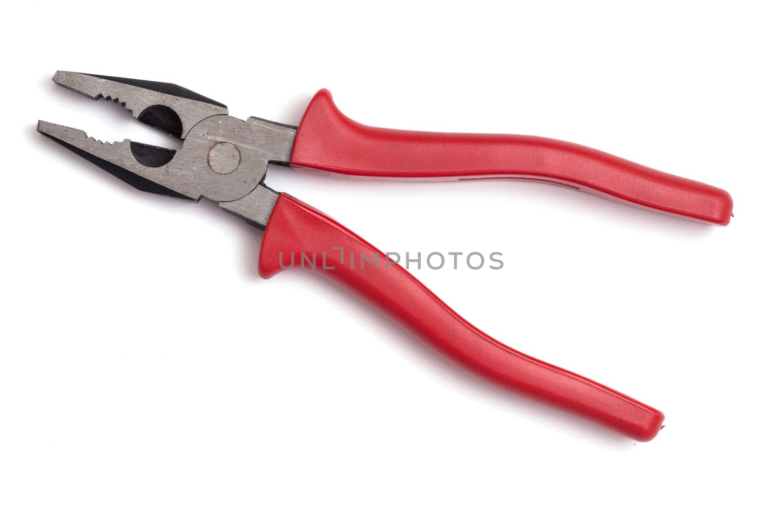 Open combination pliers with red handles