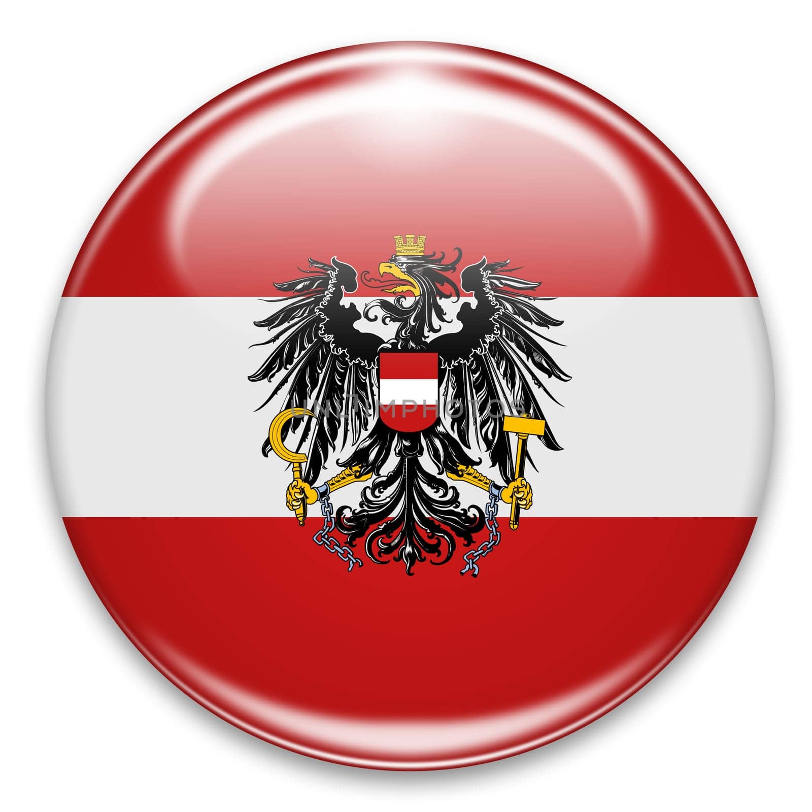 autrian flag button isolated on white