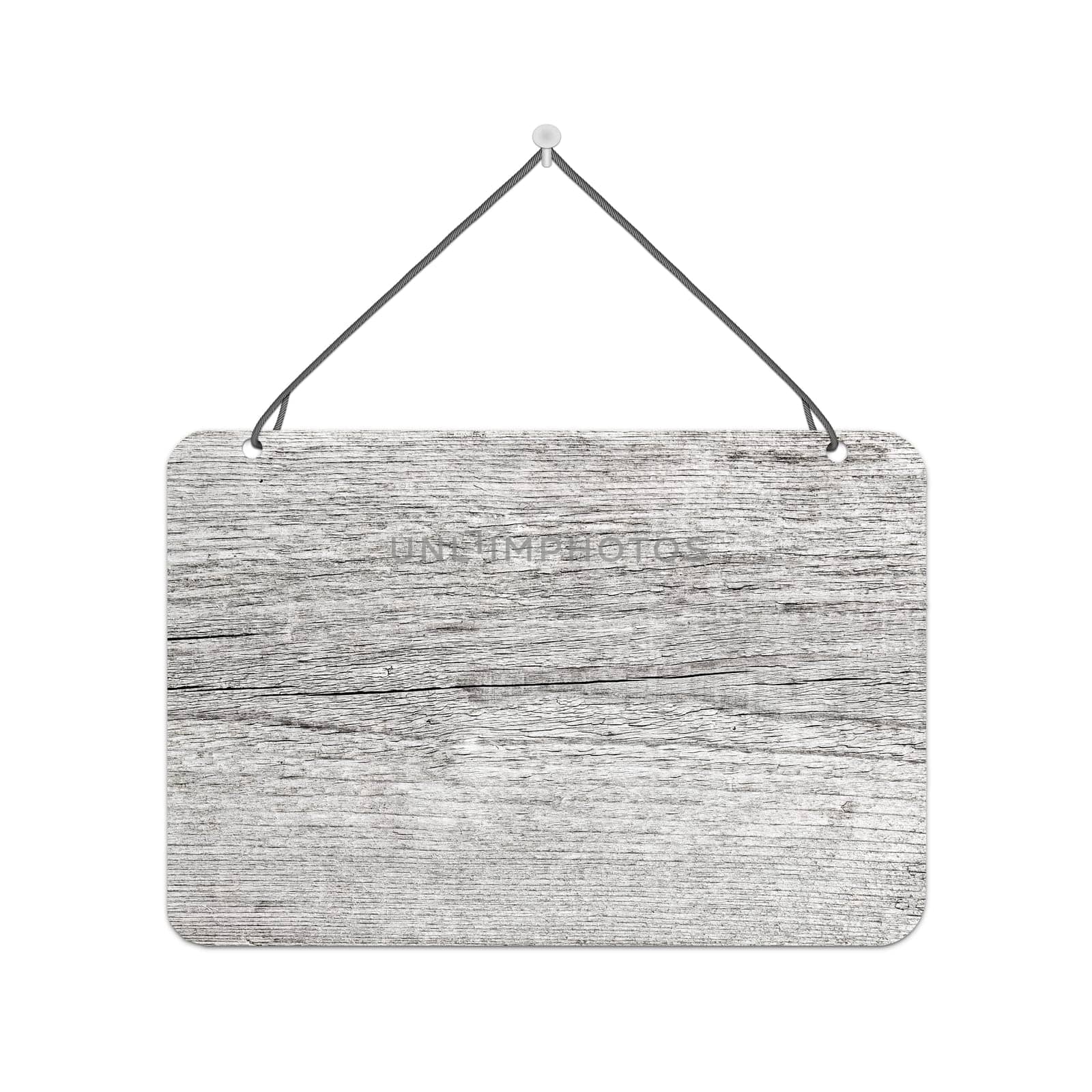 empty hanging wooden sign isolated on white background