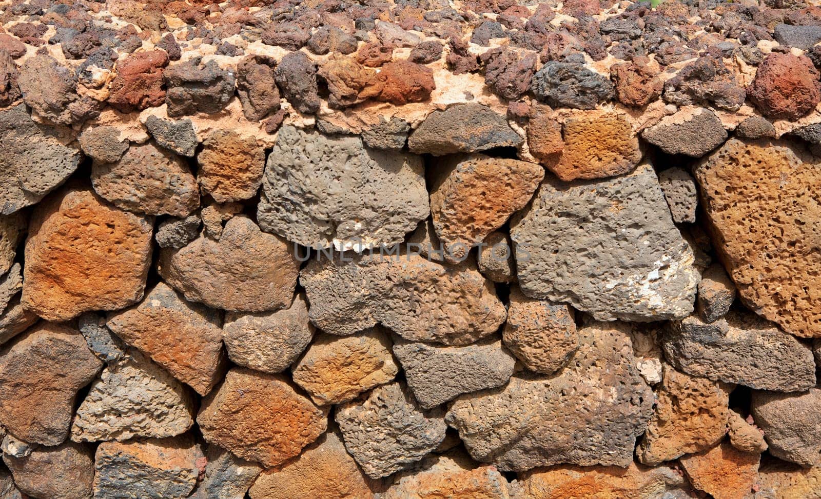 Lanzarote La Guatiza masonry with volcanic stones Canary Islands
