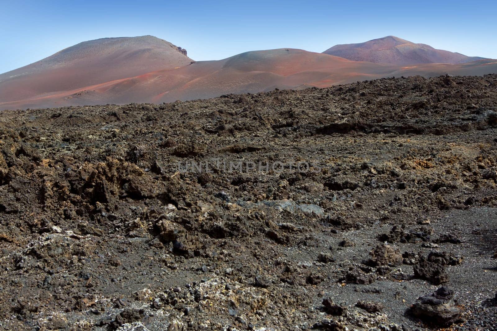 Lanzarote Timanfaya National Park Fire Mountains volcanic lava stone In Canary Islands