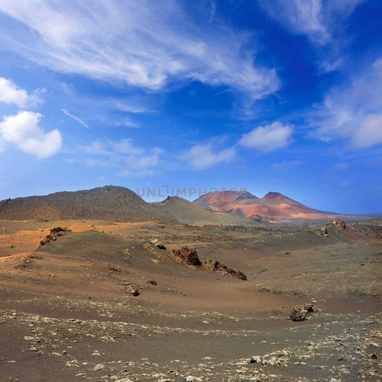 Lanzarote Timanfaya National Park Fire Mountains volcanic lava stone In Canary Islands