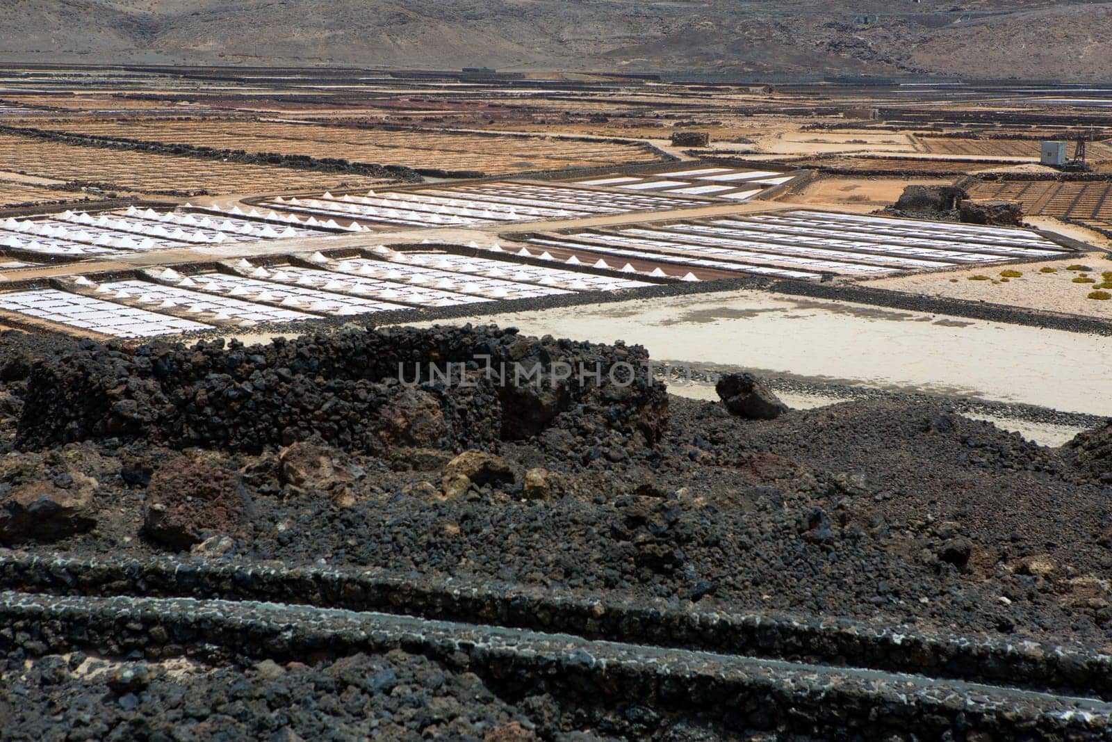 Lanzarote saltworks salinas de Janubio colorful  Canary Islands
