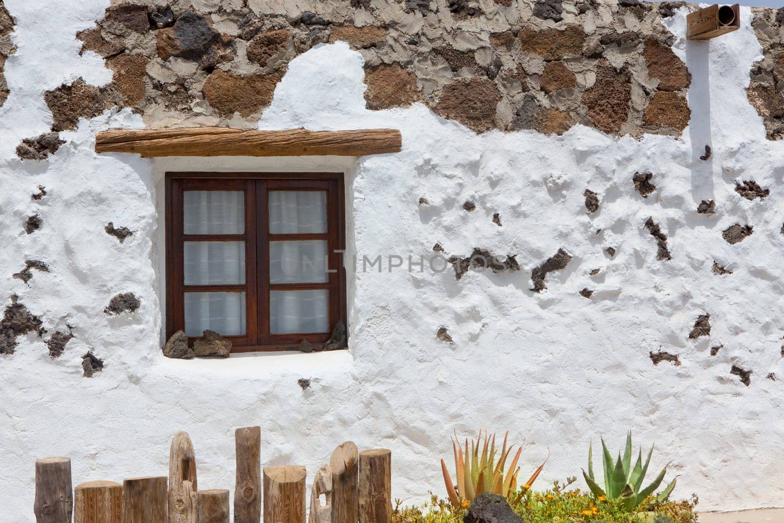El Golfo in Lanzarote white houses facades at Canary Islands