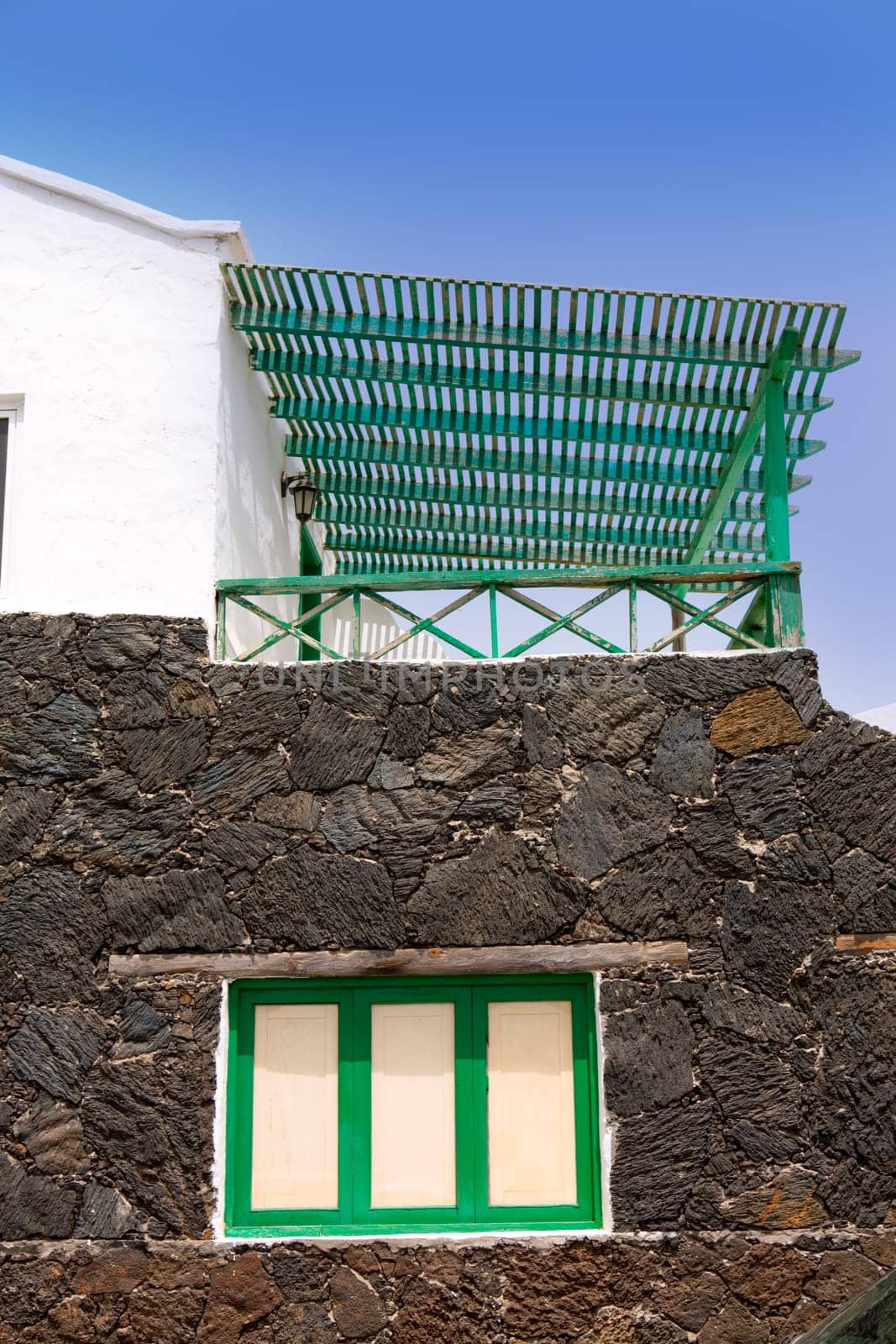 El Golfo in Lanzarote white houses facades at Canary Islands