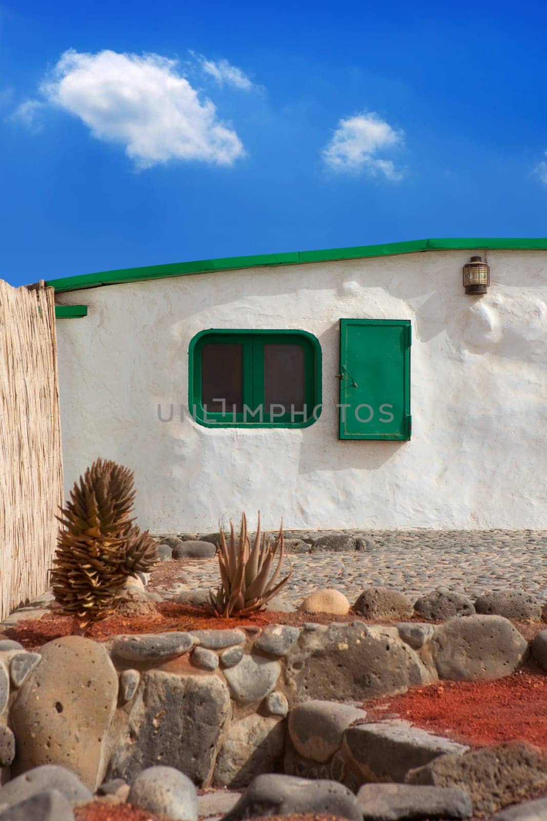 Lanzarote typical white house in costa Papagayo Canary Islands