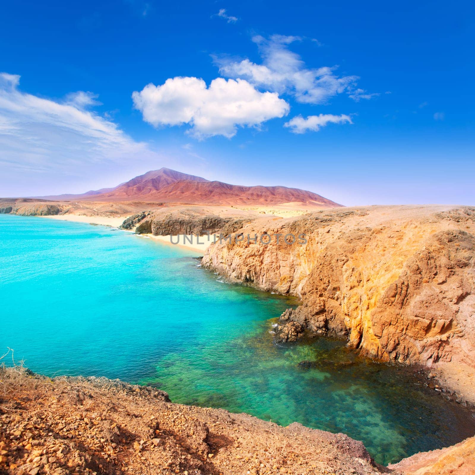 Lanzarote Playa del Pozo beach in costa Papagayo Canary Islands