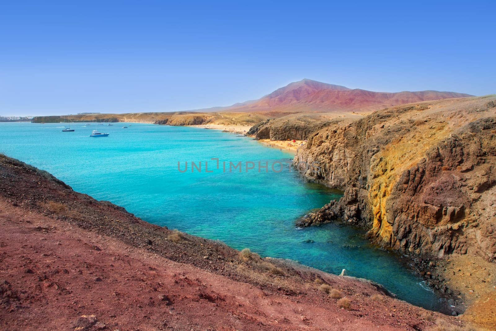 Lanzarote Playa del Pozo beach in costa Papagayo Canary Islands