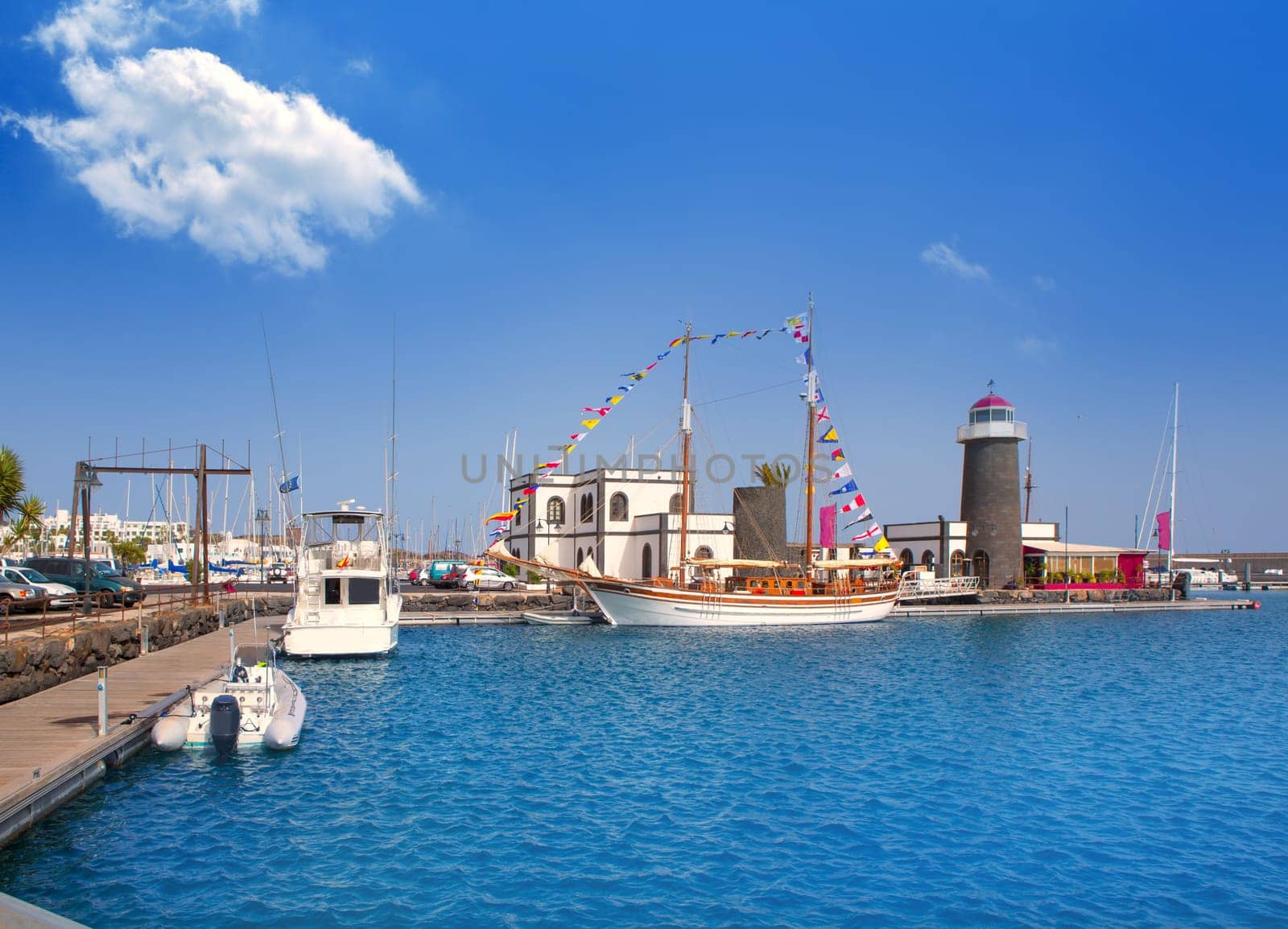 Lanzarote Marina Rubicon port at Playa Blanca in Canary Islands
