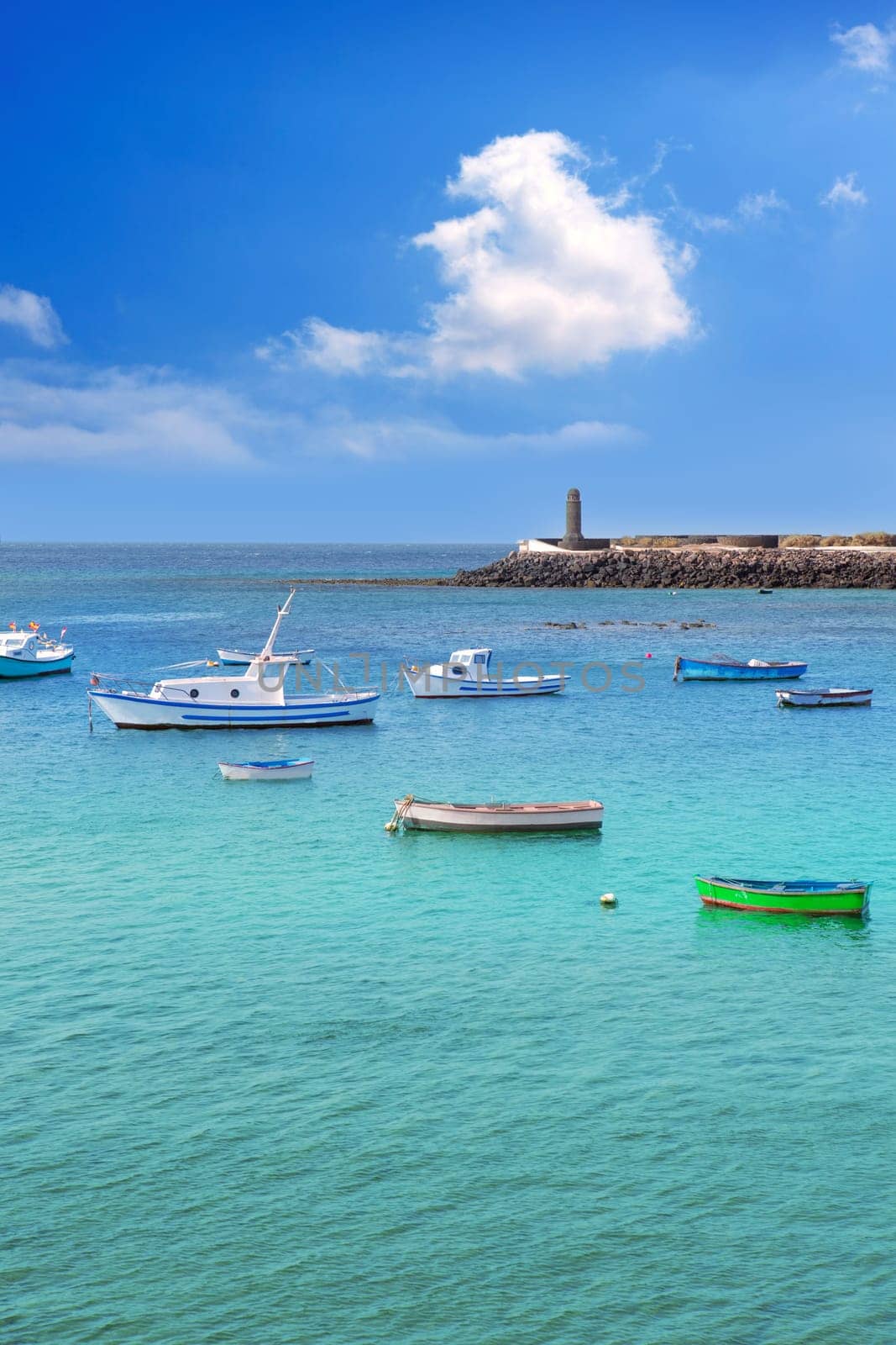 Arrecife Lanzarote boats harbor in Canary Islands