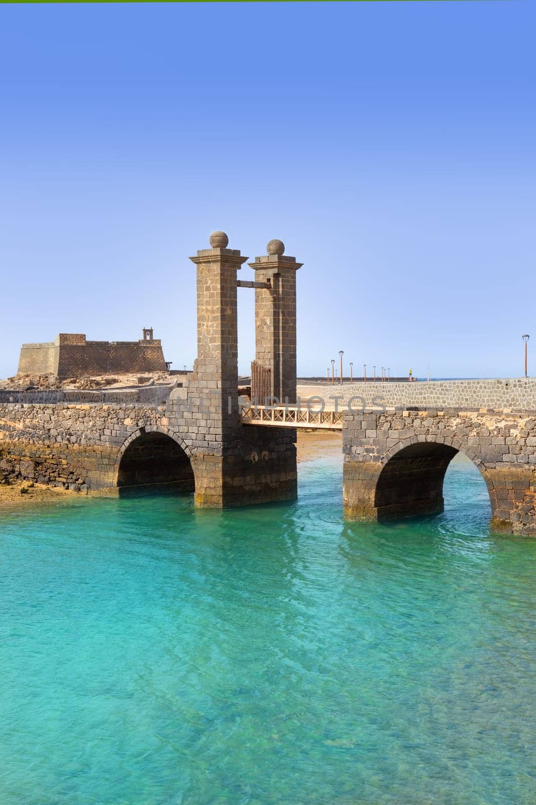 Arrecife Lanzarote Castillo San Gabriel castle and Puente de las Bolas bridge