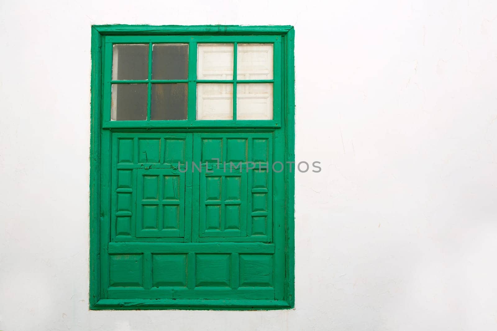 Lanzarote Teguise green window detail in Canary Islands