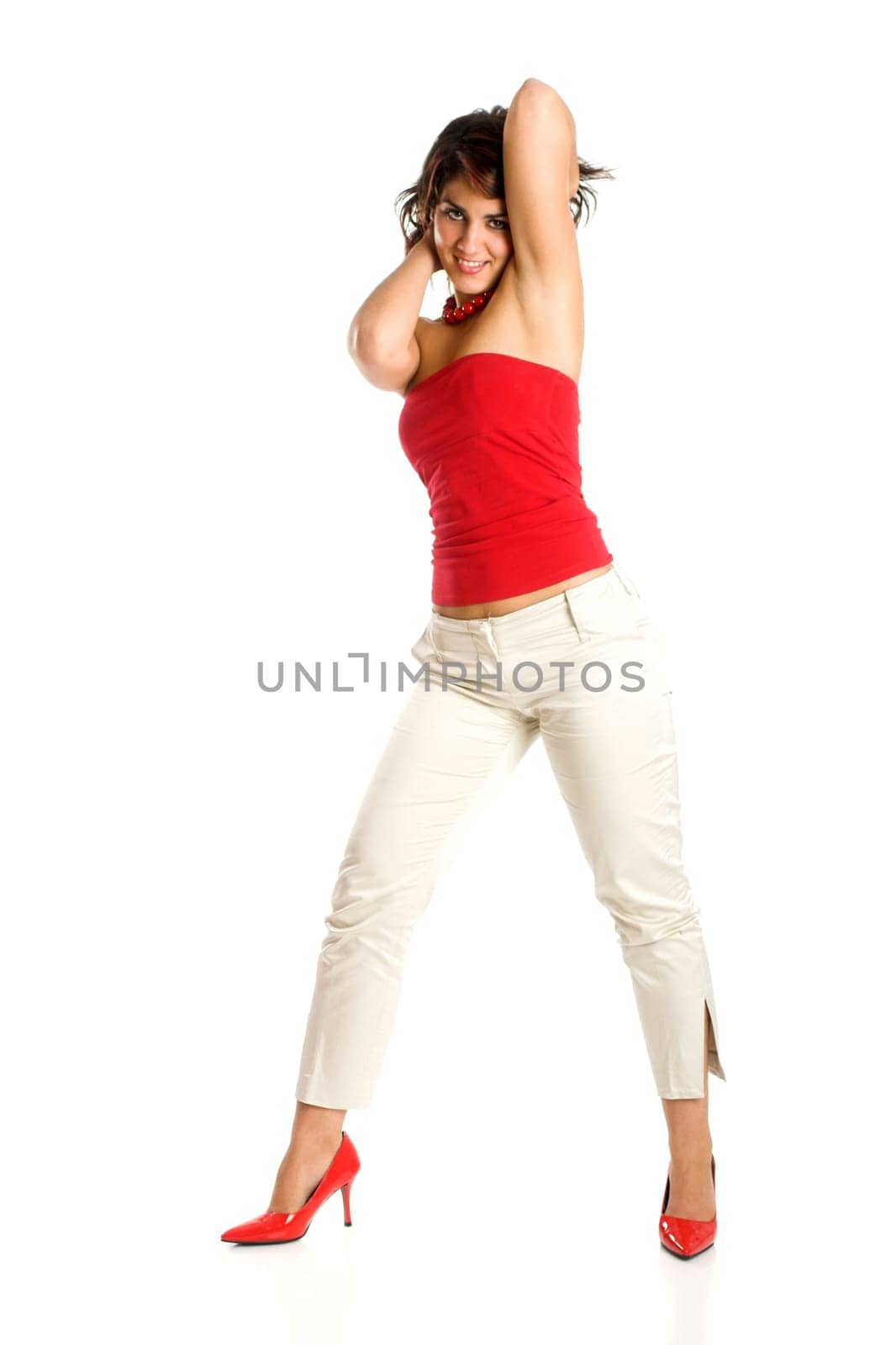 Beautiful atractive woman isolated on white