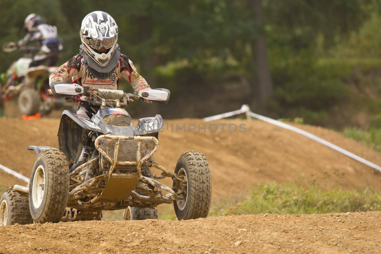MOHELNICE,  CZECH REPUBLIC - SEPTEMBER 08: Detailed view of the quad rider on the track  in the "International Championship of the Czech Republic 2012"" on September 08, 2012 in MOHELNICE, Czech Republic."