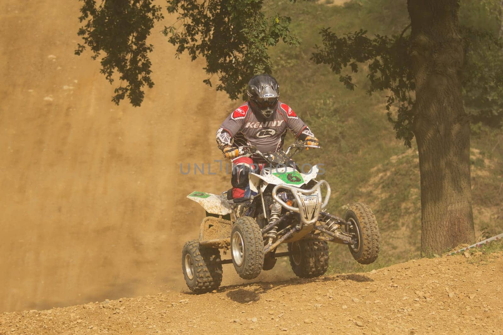 MOHELNICE,  CZECH REPUBLIC - SEPTEMBER 08: Unidentified racer  leaves steep slope in the "International Championship of the Czech Republic 2012"" on September 08, 2012 in MOHELNICE, Czech Republic."