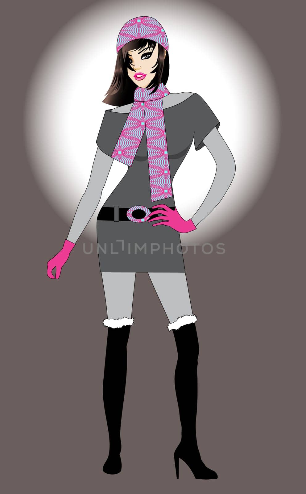 Vector Illustration of Fall and Winter fashion model Silhouettes.