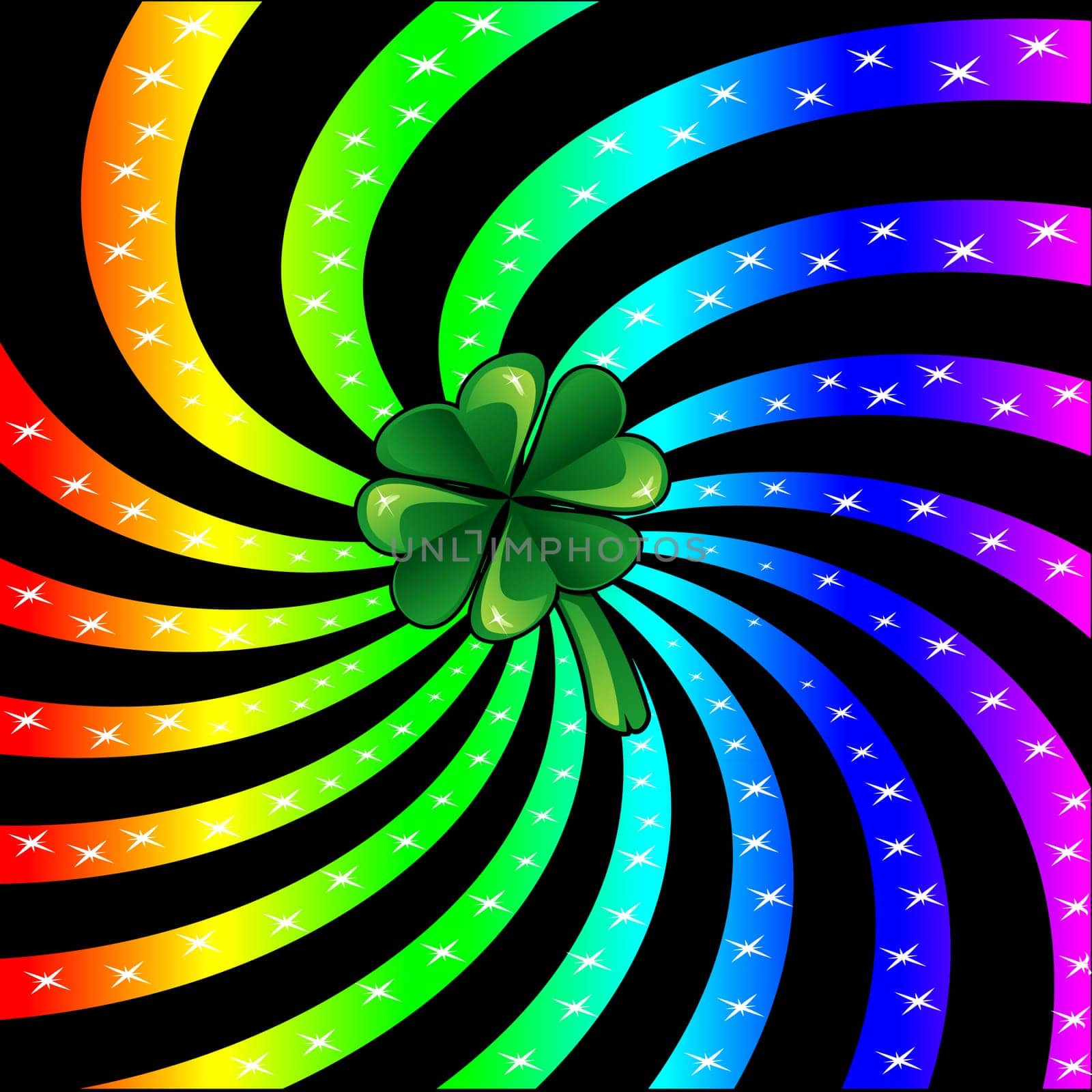 Vector Illustration for St Patricks Day. Rainbow sparkle shamrock.