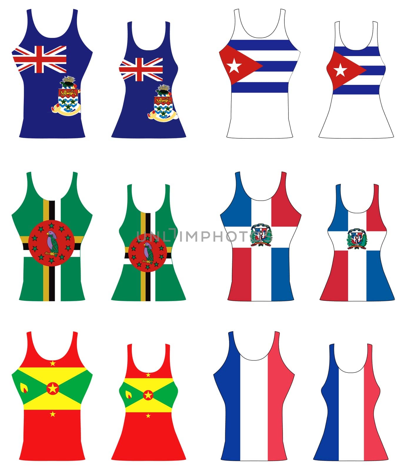 Vector llustration of Caribbean Tank Tops for men and women.