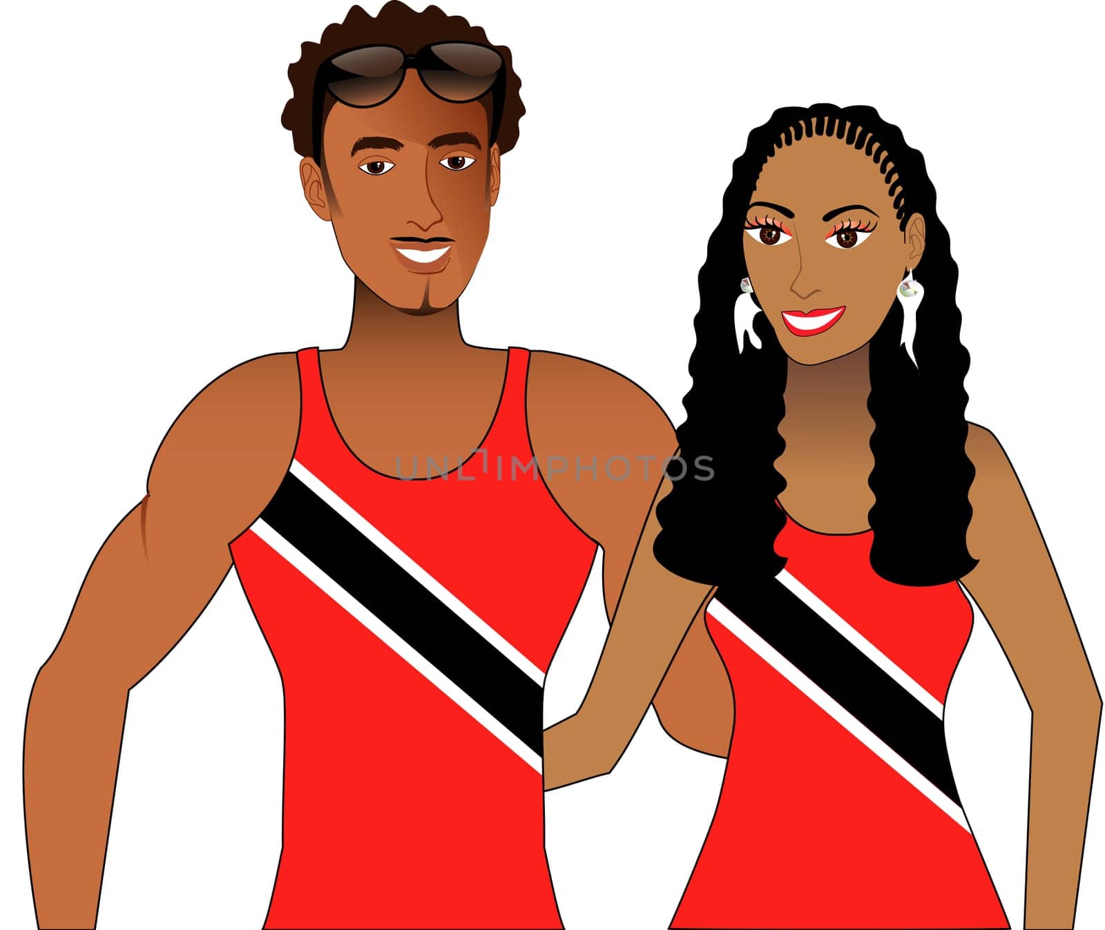 Vector llustration of Trini Trinidadian People in Tank Tops for men and women.
