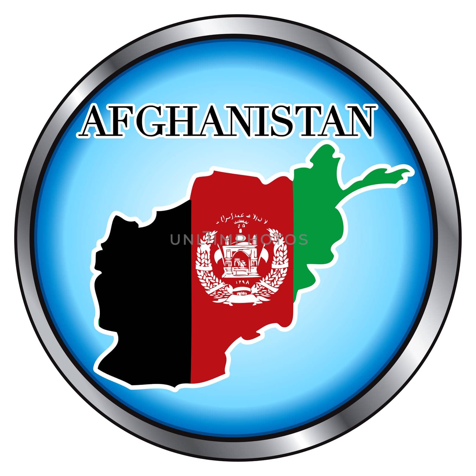Vector Illustration for Afghanistan, Round Button.