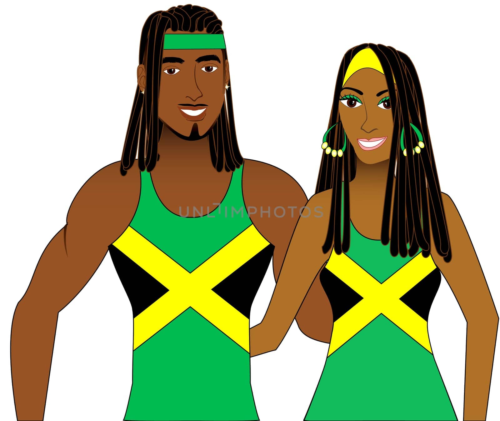 Vector llustration of Jamaican People in Tank Tops for men and women.