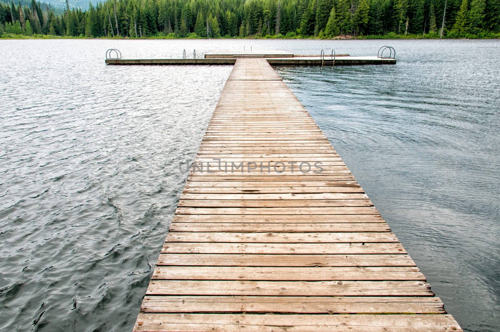 Empty bathing island with jetty