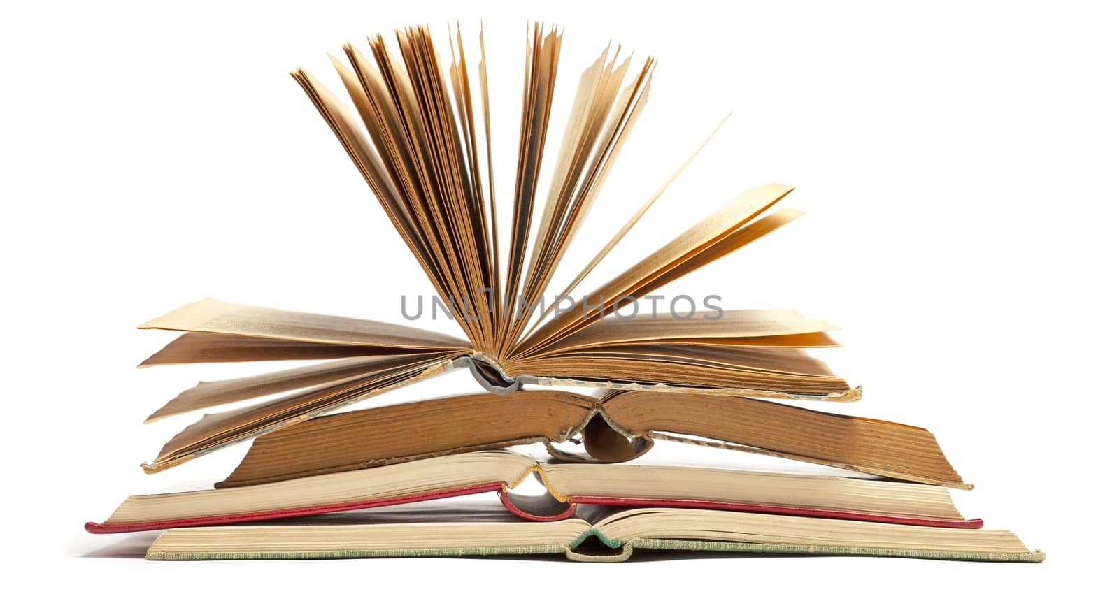 Open Old Antique Books isolated on white