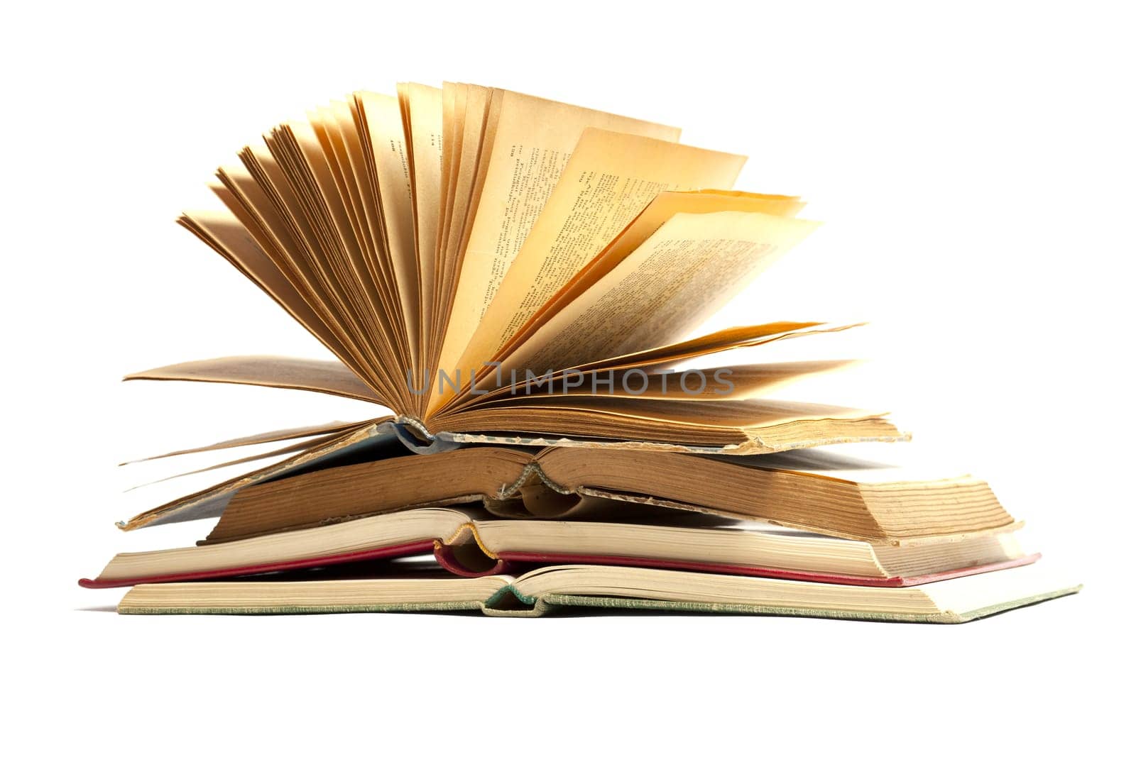 Open Old Antique Books isolated on white