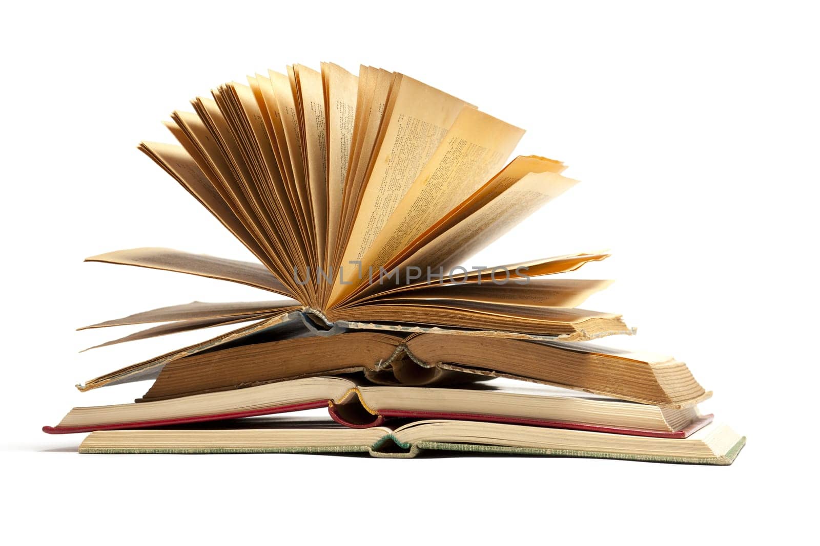 Open Old Antique Books isolated on white