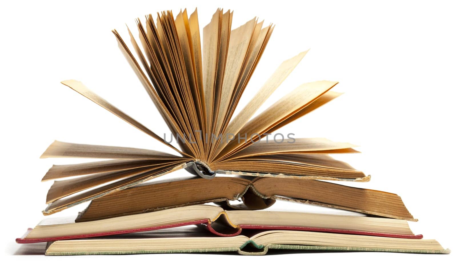 Open Old Antique Books isolated on white