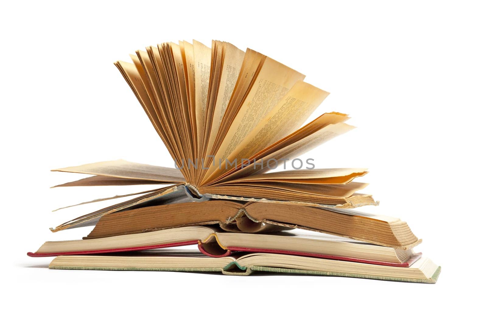 Open Old Antique Books isolated on white