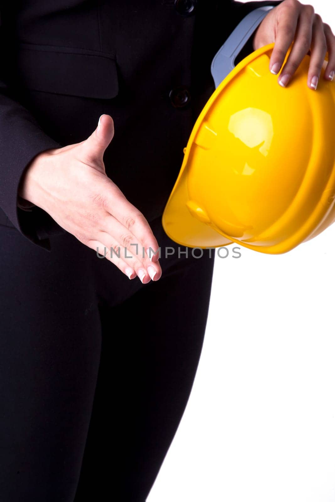 Woman Architect with hardhat Ready For Handshaking