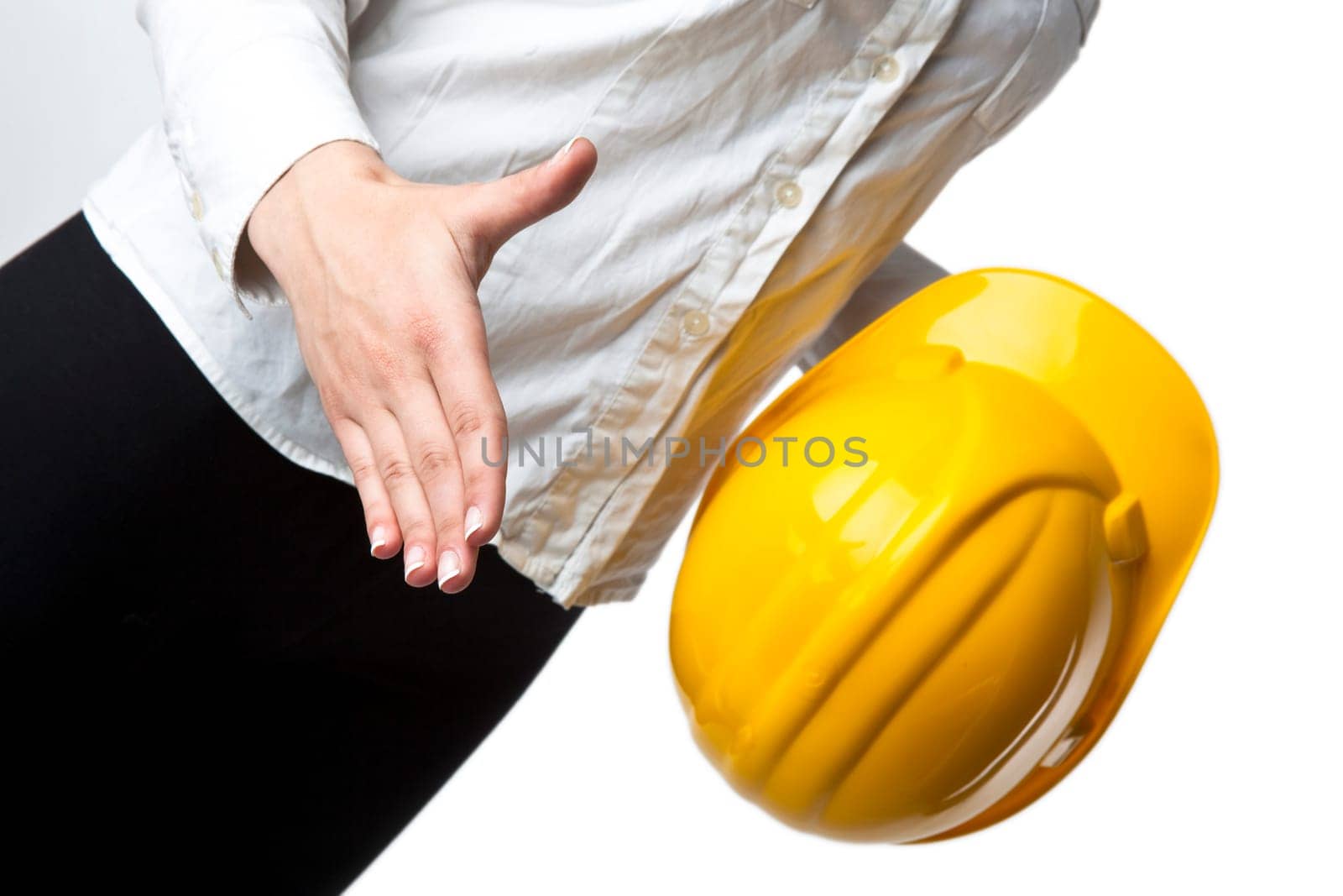 Woman Architect with hardhat Ready For Handshaking