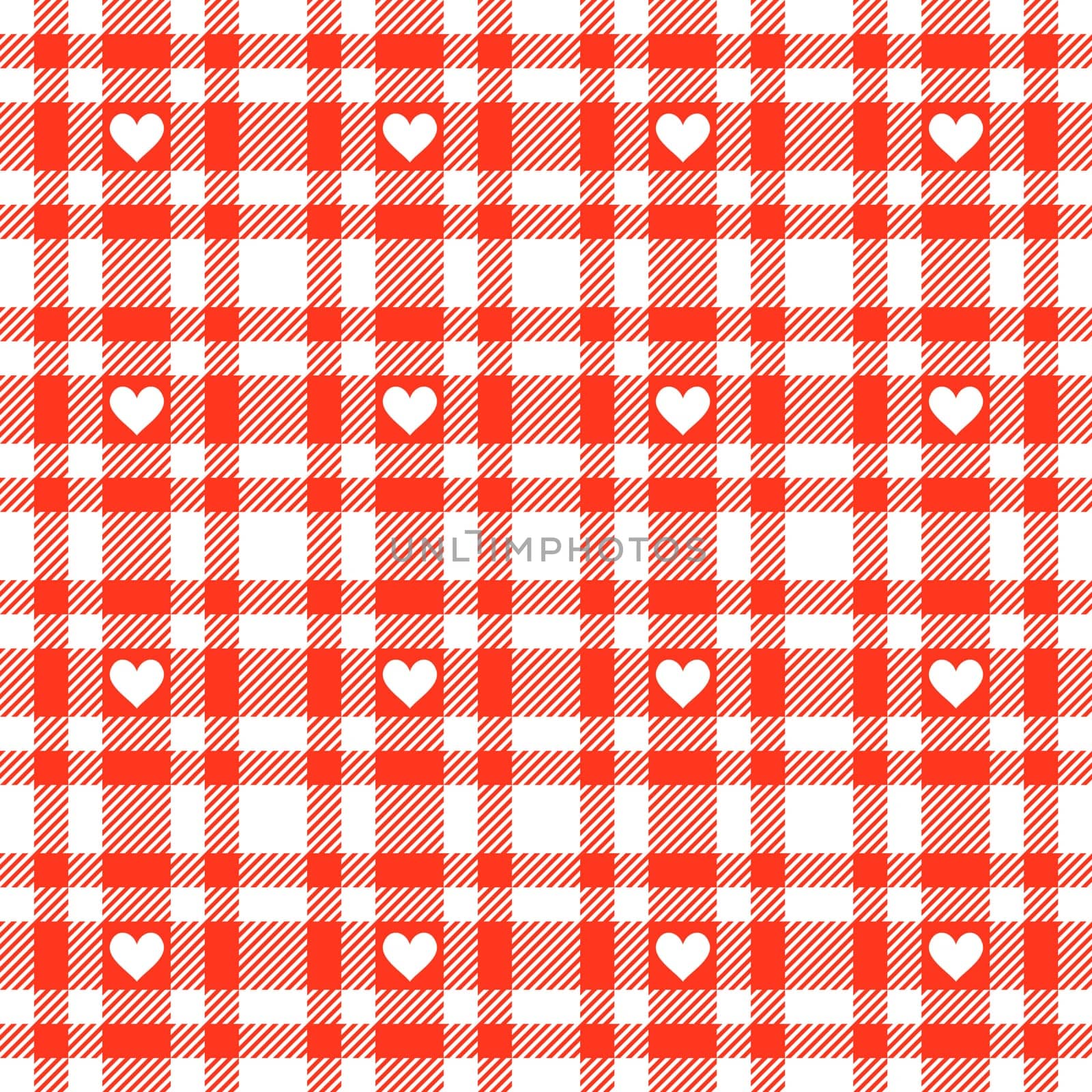 Hearts on Plaid Tablecloths Pattern - Endless