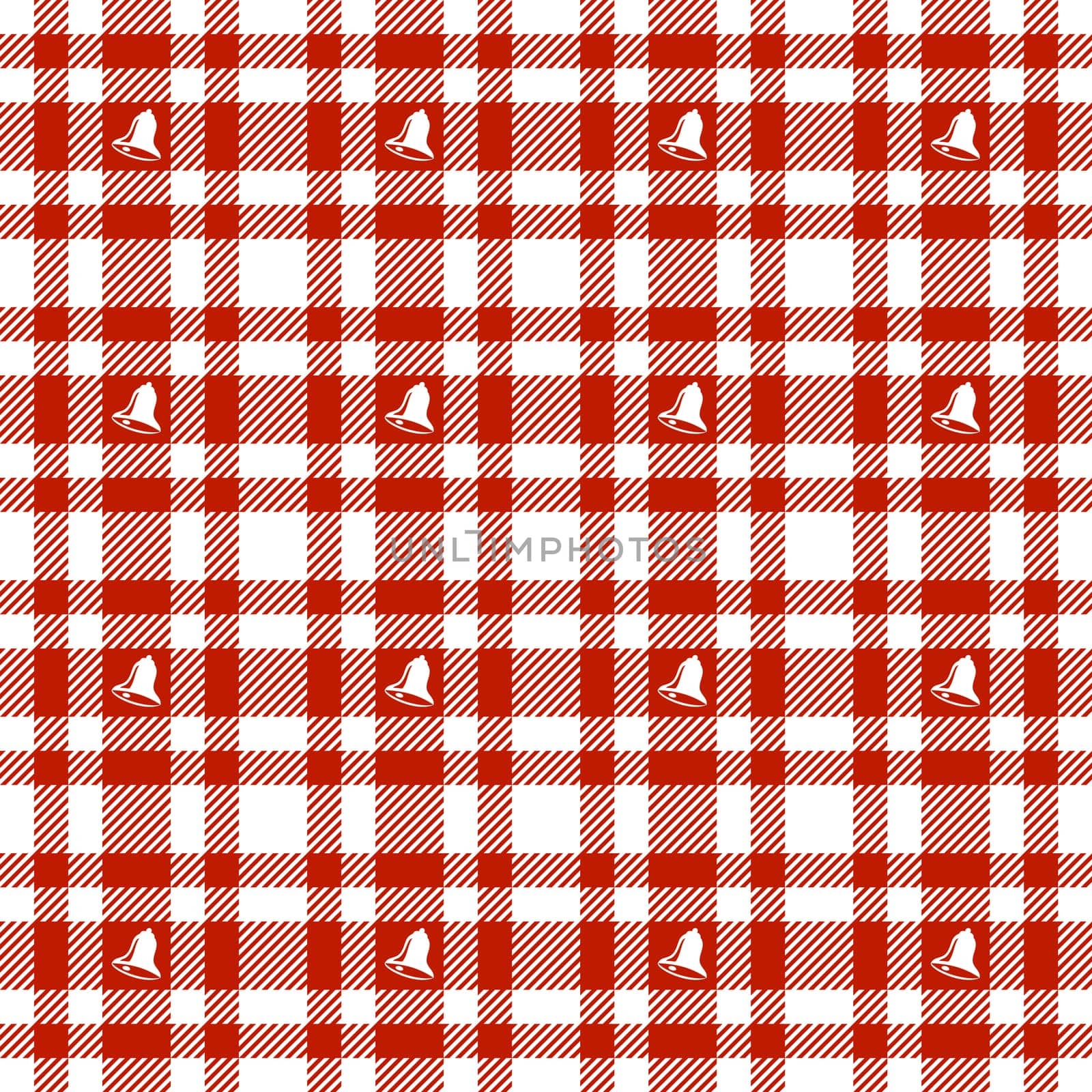 Christmas Bell on Plaid Tablecloths Pattern - Endless