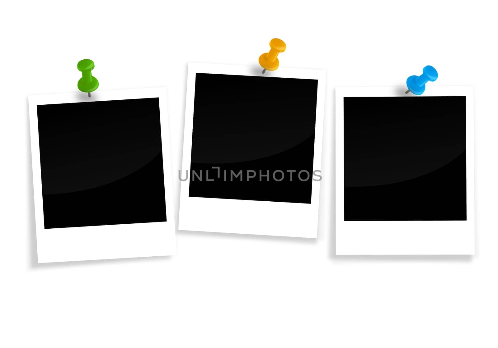 three Polaroids with pin