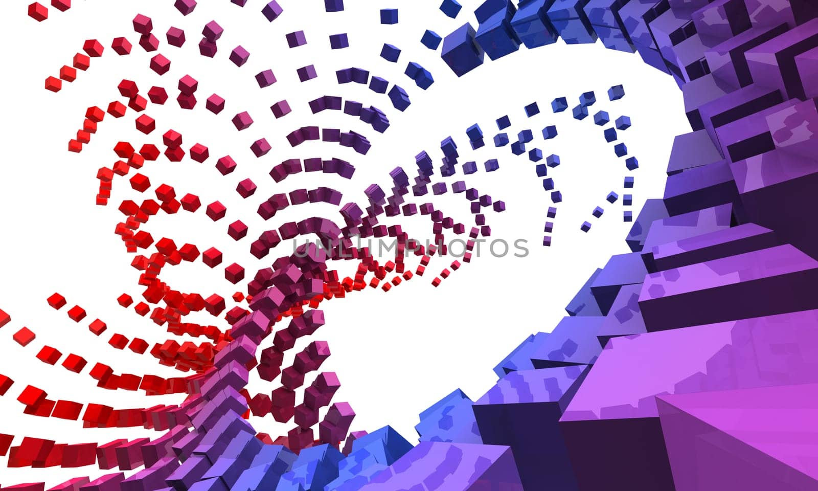 3D Background - Flying Cube Spiral Blue Red 1