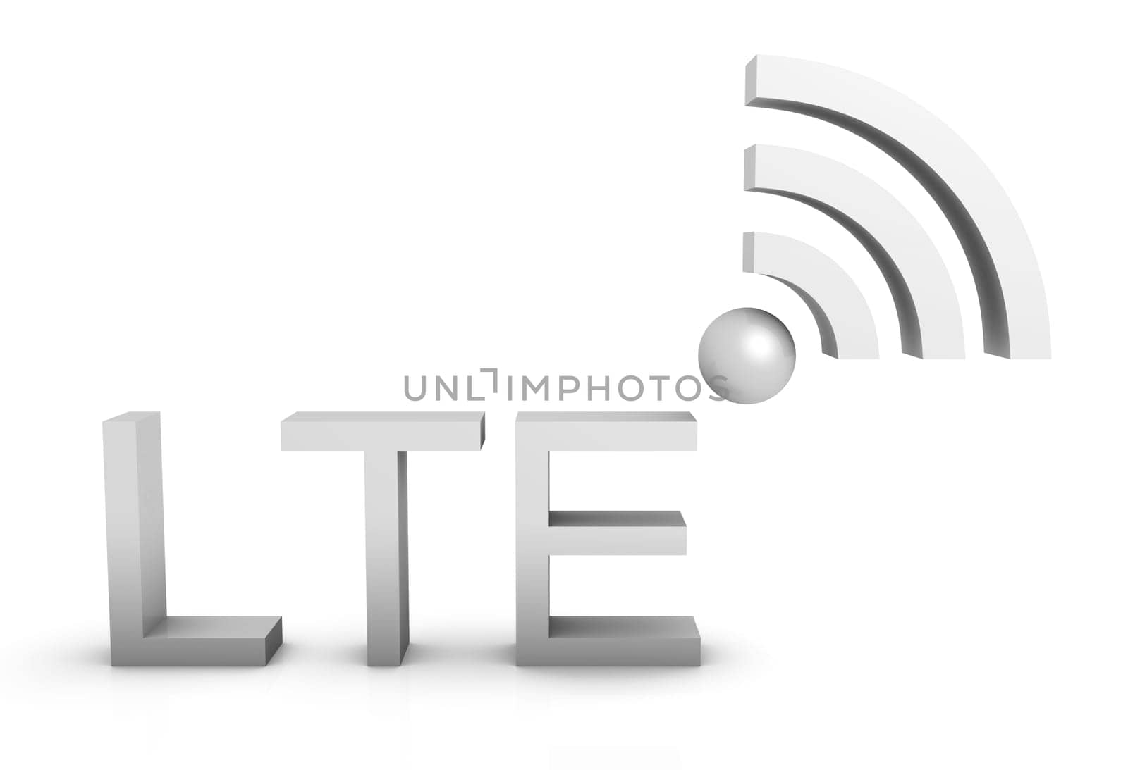LTE Symbol in 3D - White
