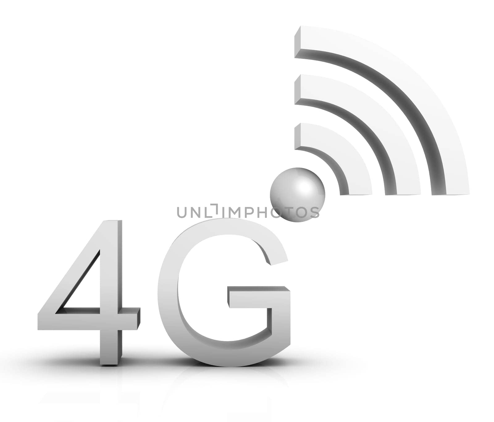 4G Icon in 3D - White