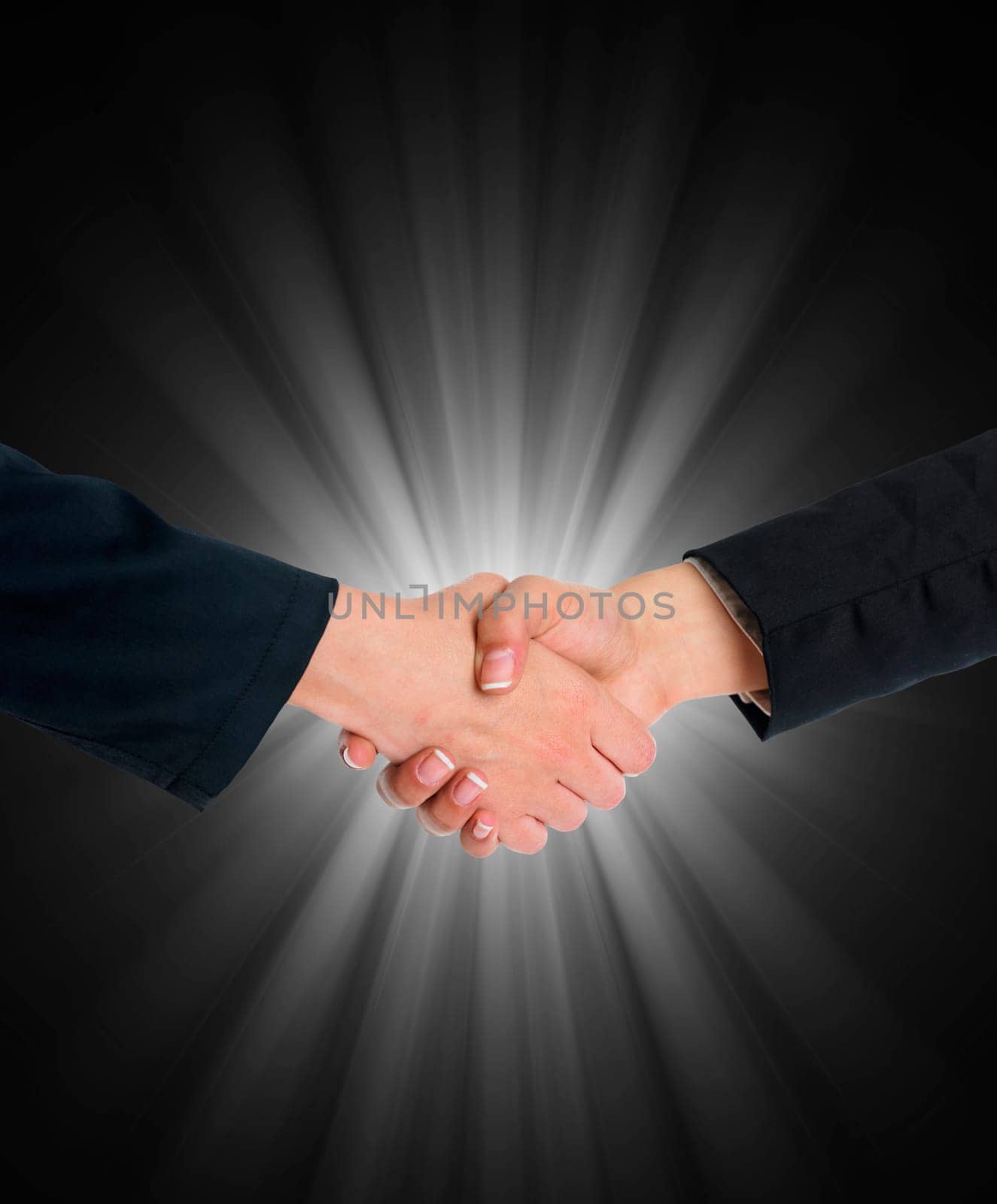 Handshake Handshaking and blured blue flesh light in background