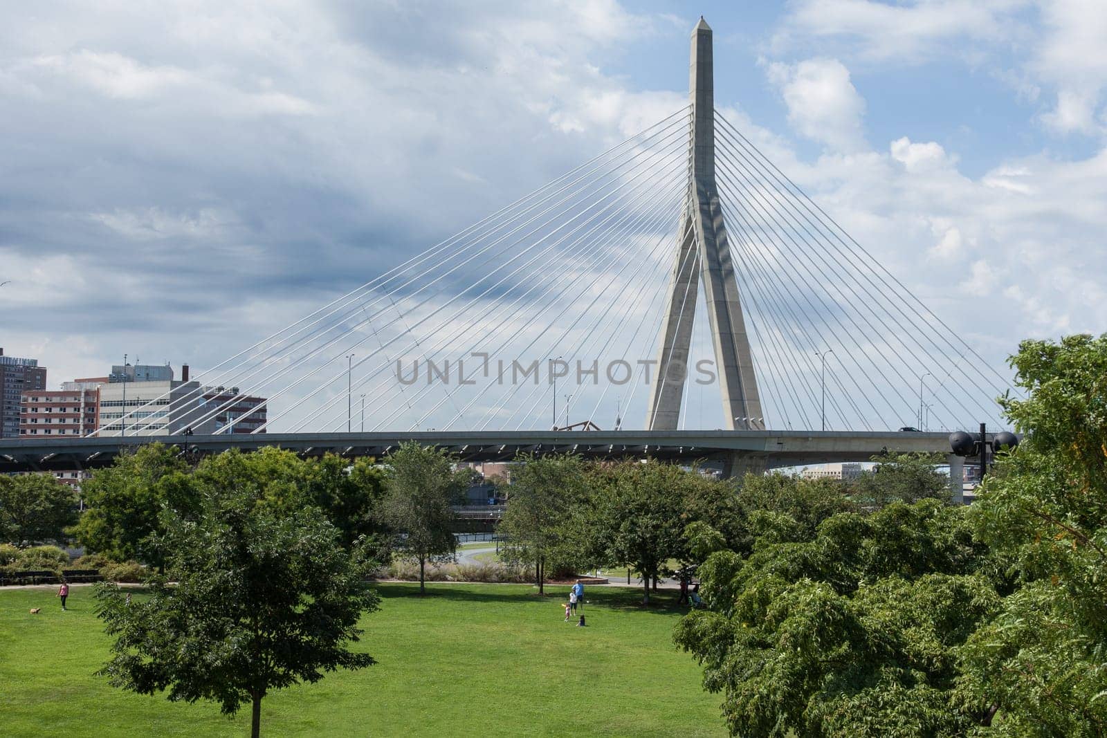 Zakim bridge from Paul Revere park in Boston, Massachusetts - USA