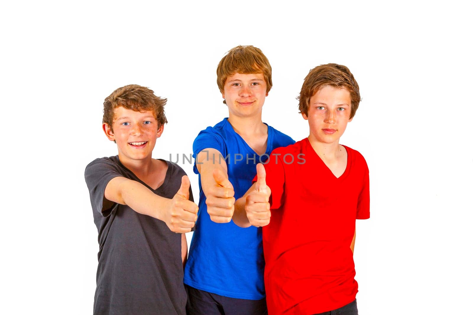 three happy friends enjoy life