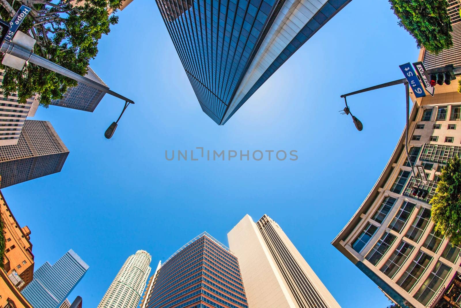 perspective of skyscraper downtown los Angeles