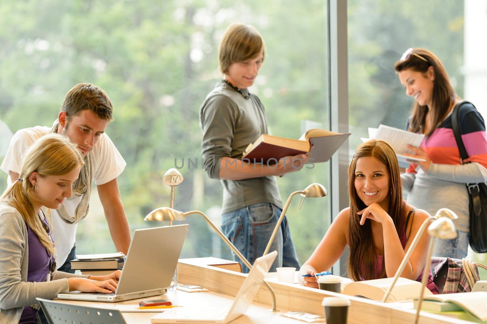 High-school students learning in study teens young education academic campus