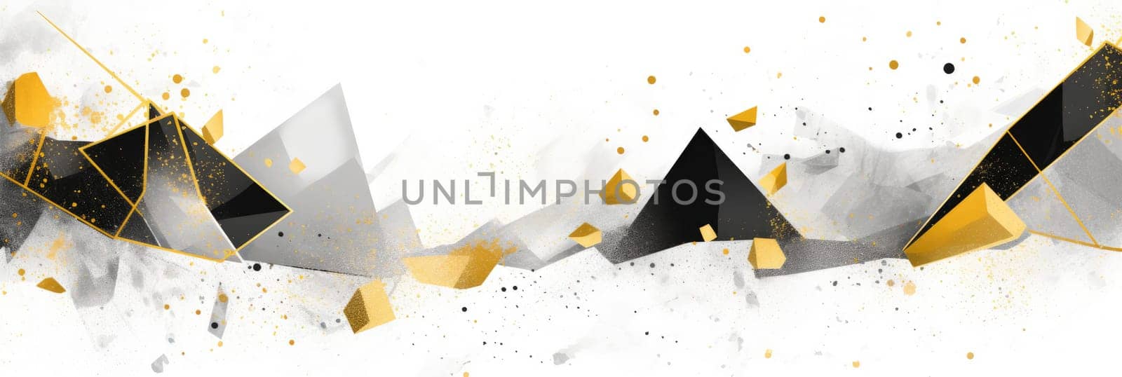 Abstract watercolor artwork mixed with buzzy geometric shapes for background of social media banner generative AI image