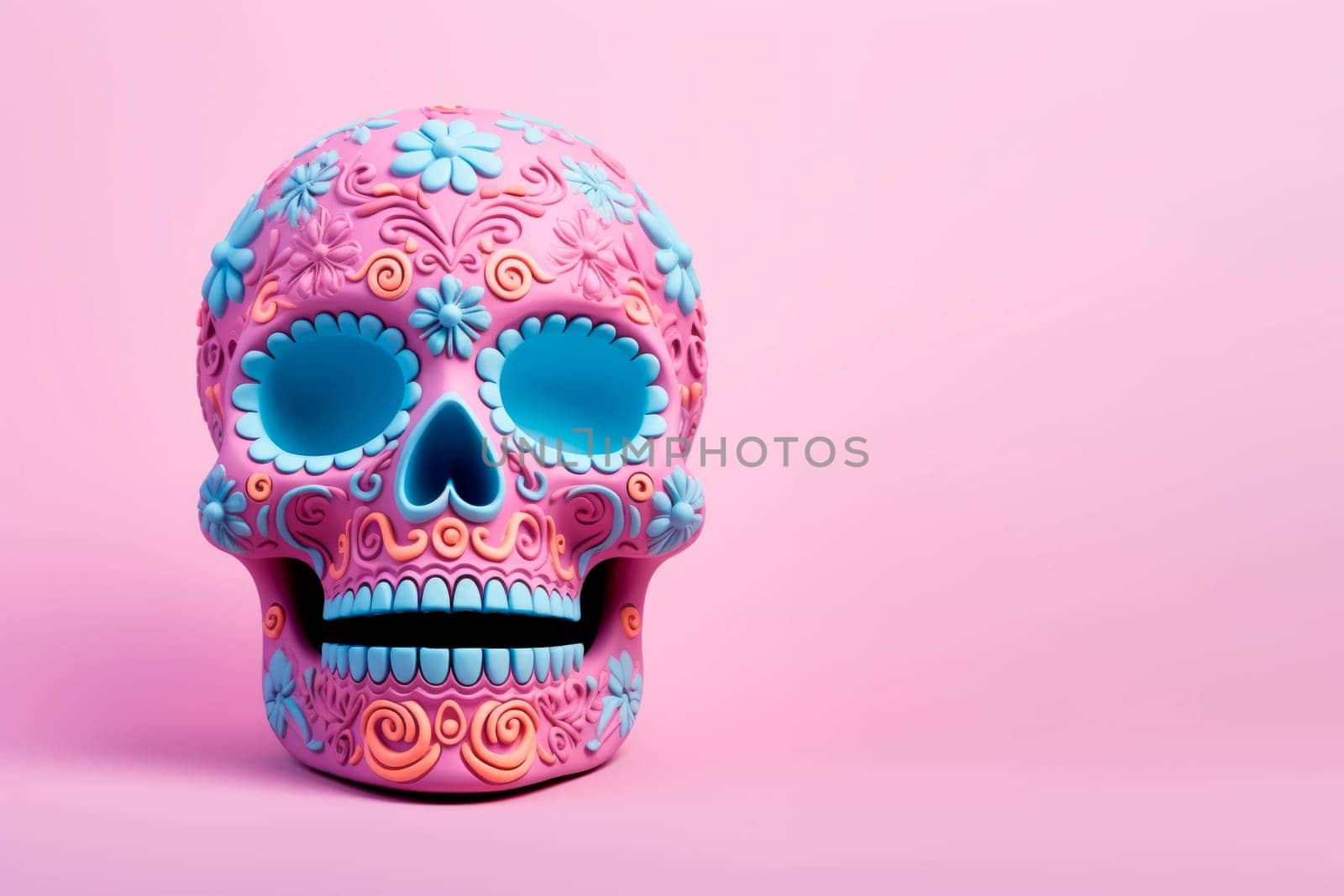 Bright creative skull sugar loaf is made in Mexican traditions. High quality photo