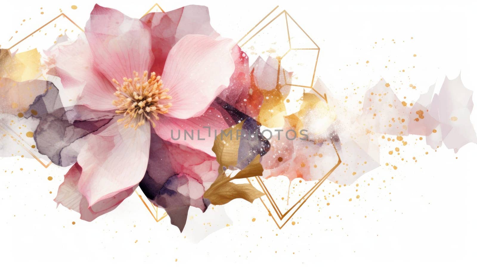 Watercolor abstract design for background of wedding or buzzy social media banner generative AI